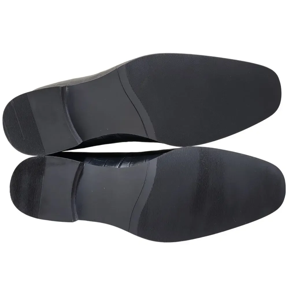 INC INTL Concepts Men Slip On Croc Embossed Loafers Magnus Size US 8M Black